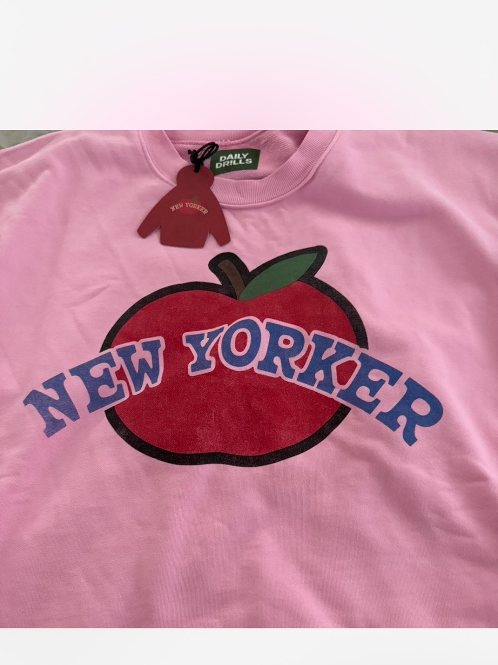 Daily Drills Pink New Yorker Apple Graphic Sweatshirt